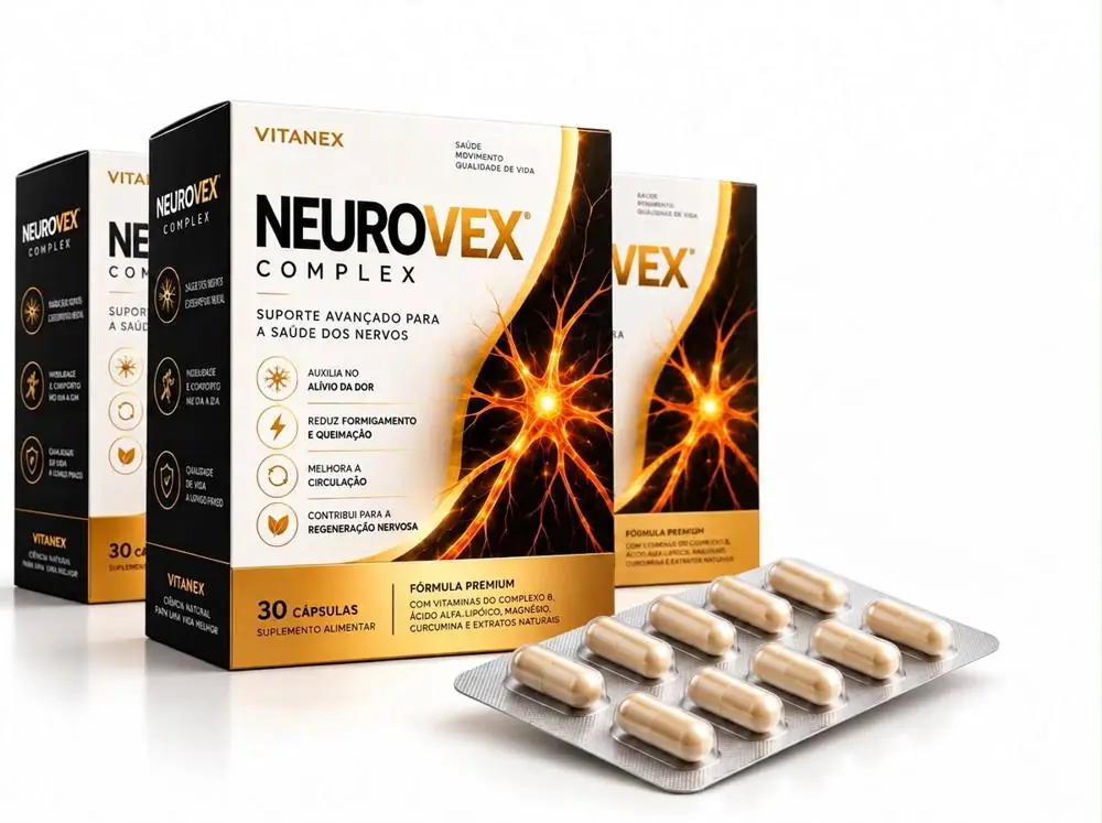 Caixas do NeuroVEX Complex e cartela de cápsulas